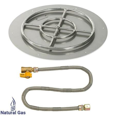AMERICAN FIREGLASS 24 In. Round Stainless Steel Flat Pan With Match Light Kit - Natural Gas SS-RFPMKIT-N-24